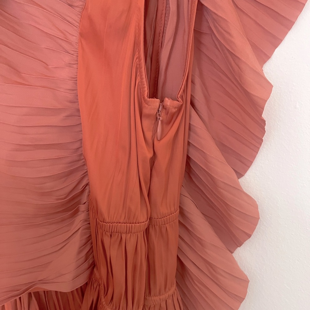 Ulla Johnson Letty Pleated Ruffe Satin Midi Dress - Picture 9 of 12